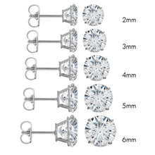 Load image into Gallery viewer, (Pack of 12)14K White Gold Round Cubic Zirconia Earring. Set on High Quality Prong Setting and Friction Style Post