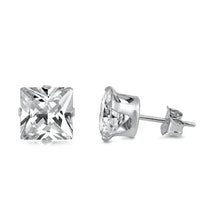 Load image into Gallery viewer, BUNDLE OF 12 PAIRS-Sterling Silver Stamping Square CZ Stud Earring