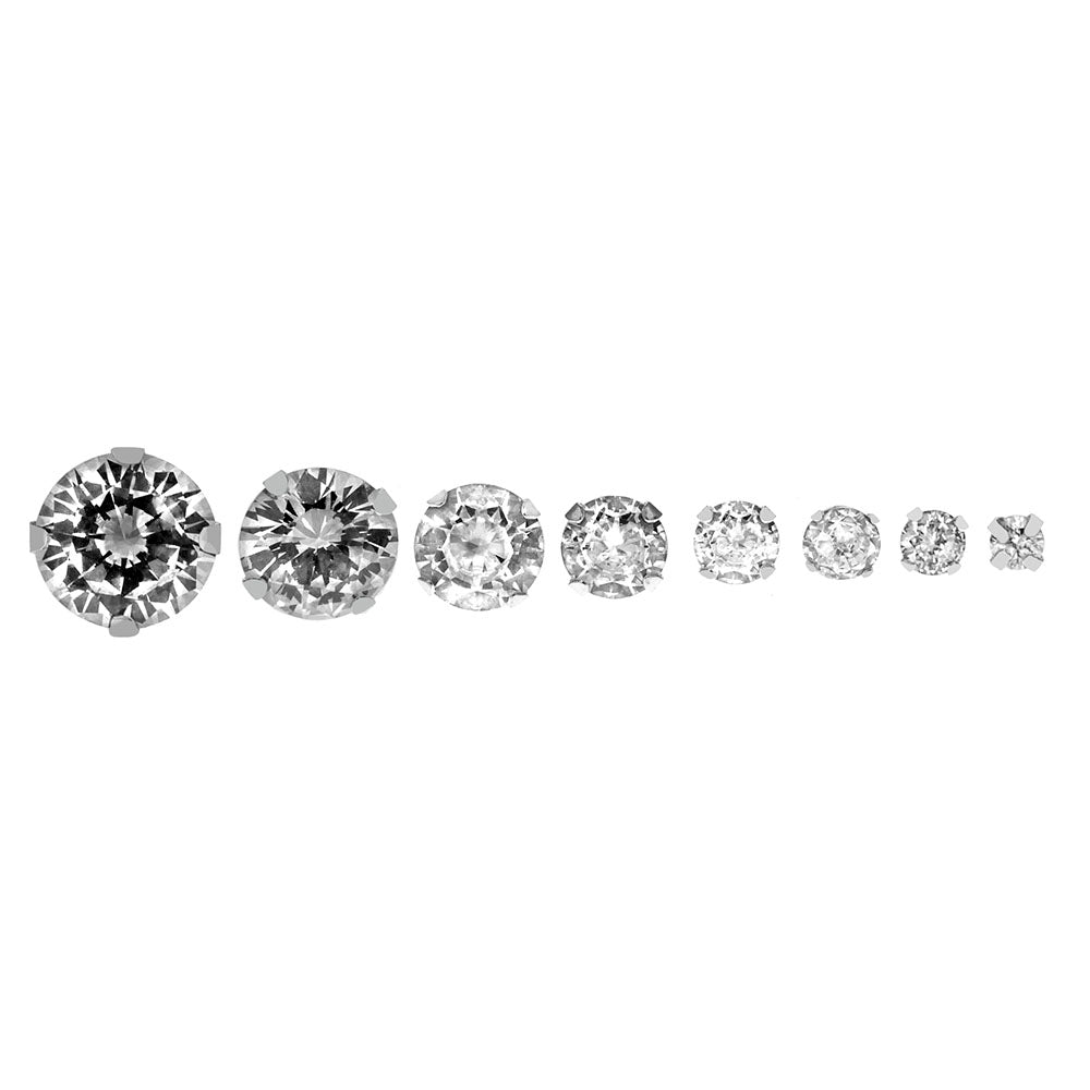 BUNDLE OF 12 PAIRS-Sterling Silver Stamping Round CZ Stud Earring